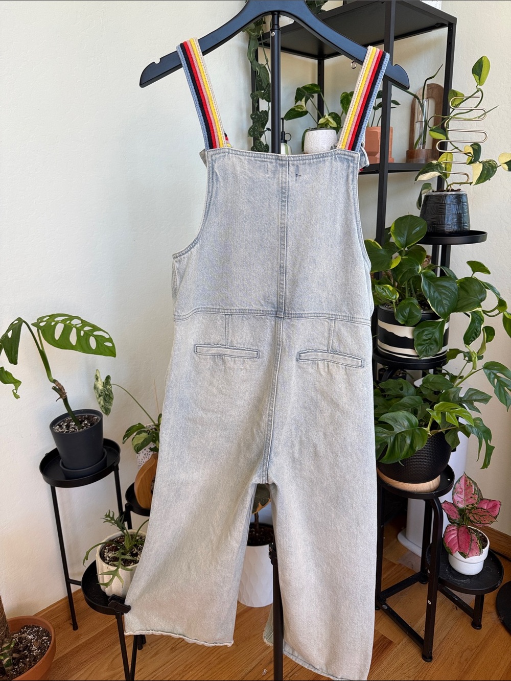 Juicy Couture Light Wash Denim Jumpsuit with Rainbow Straps - Picture 7 of 8